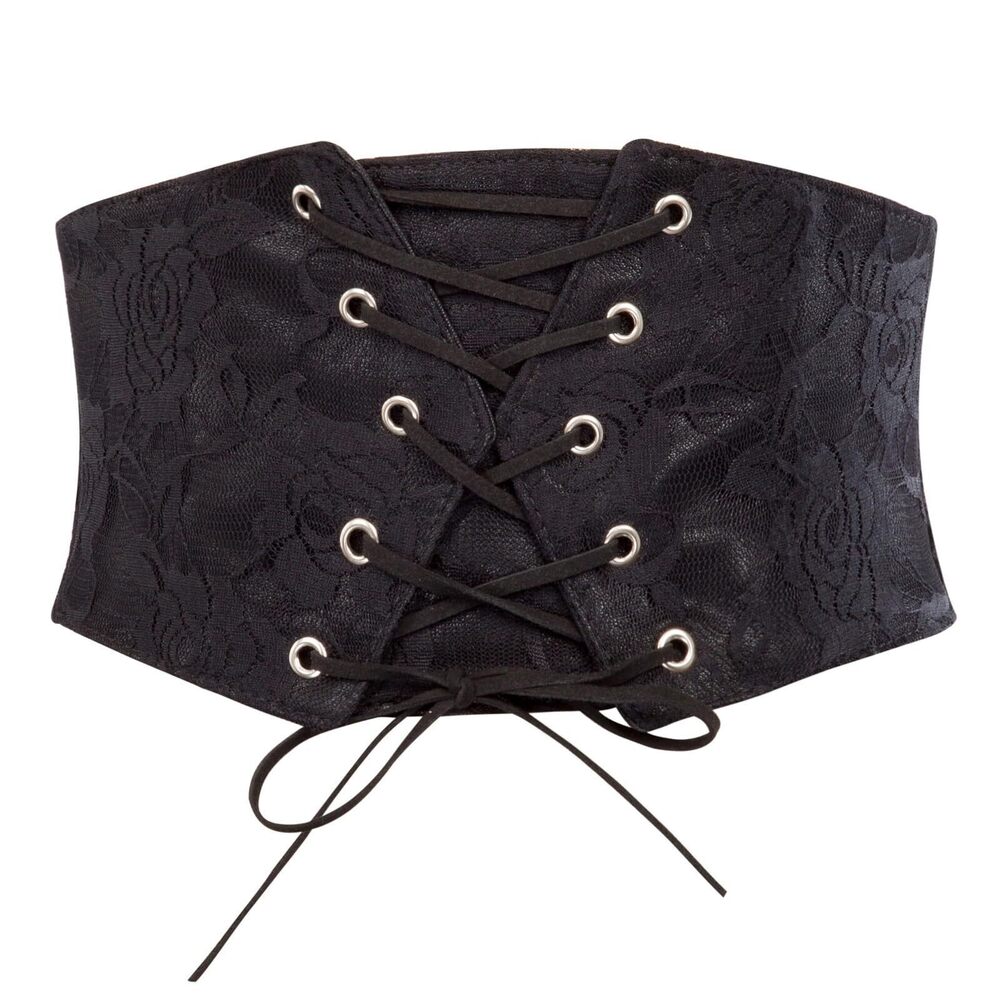 8452 Corset Belt Renaissance Elastic Waist Lace Pirate Corset Belts Black M